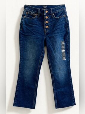 J.Crew High-Rise Flare Crop Jeans Button Fly Dark Wash 25P Petite NWT